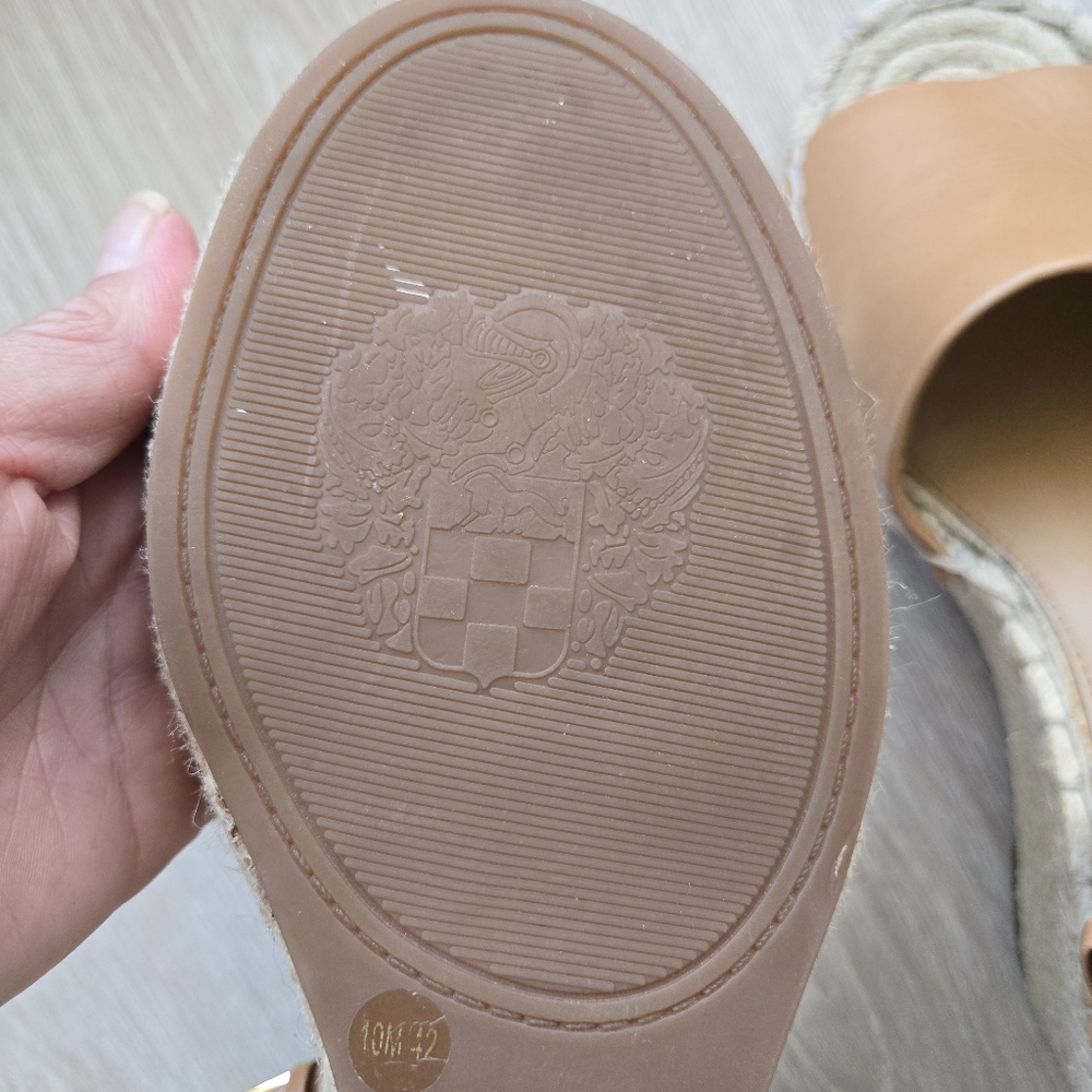 Vince Camuto Tan Brown Leather Espadrille Wedges Venerly Ankle Strap size 10 - Picture 12 of 16